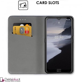 Telone smart magnet atverčiamas dėklas - auksinės spalvos (Nokia 2.4)